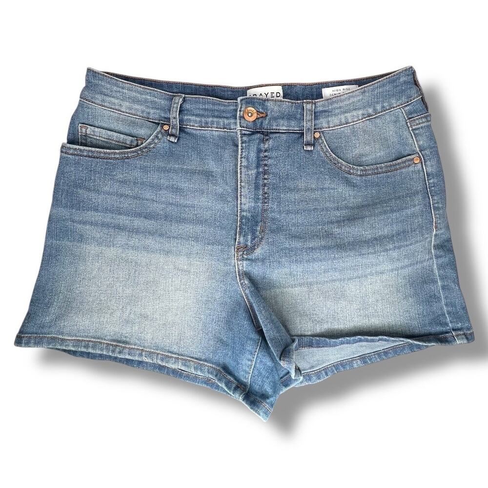 NWOT Frayed Jeans London High Rise Denim Shorts Size 12